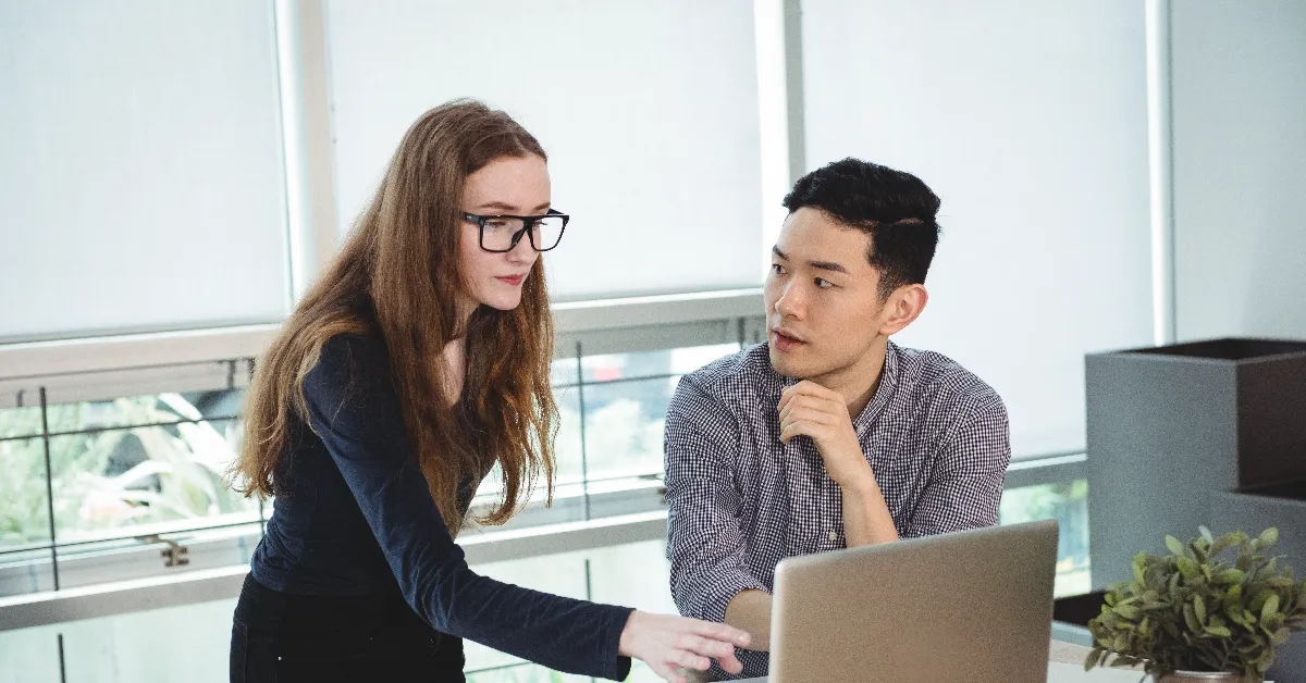 Employee working laptop
